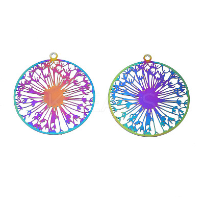 Ion Plating(IP) 201 Stainless Steel Filigree Pendants STAS-S118-086-1
