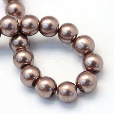 Baking Paint Pearlized Glass Pearl Round Bead Strands HY-Q330-8mm-78-1