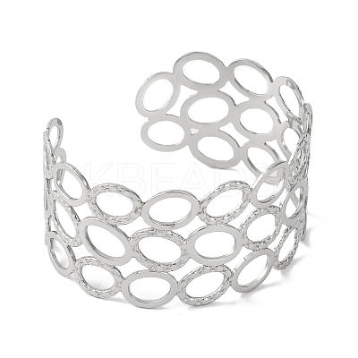 Oval 304 Stainless Steel Cuff Bangles for Women BJEW-B104-16P-1