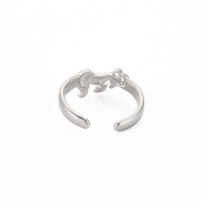Non-Tarnish 304 Stainless Steel 12 Constellations/Zodiac Signs Open Cuff Ring for Women RJEW-S405-156P-G-1