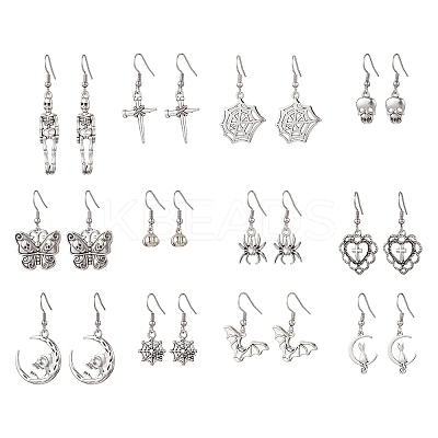 Hallowmas Tibetan Alloy Dangle Earrings EJEW-JE06523-1