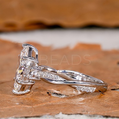 Brass Micro Pave Clear Cubic Zirconia Finger Rings FS-WG5249E-01-1