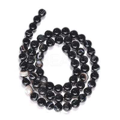 Natural Black Agate Beads Strands X-G-G391-6mm-01-1