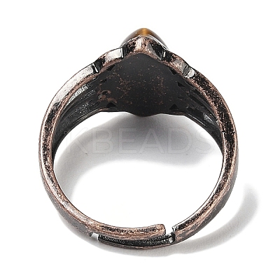 Natural Tiger Eye Horse Eye Adjustable Rings RJEW-K271-05R-13-1