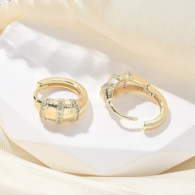 Brass Clear Cubic Zirconia Hoop Earrings EJEW-Q014-21G-1