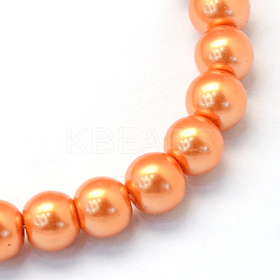Baking Paint Pearlized Glass Pearl Round Bead Strands HY-Q330-8mm-36-1