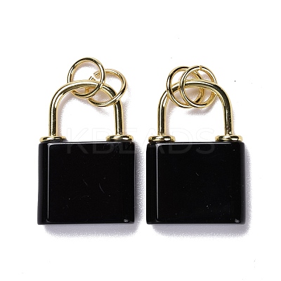 Natural Obsidian Pendants G-P453-01G-J-RS-1