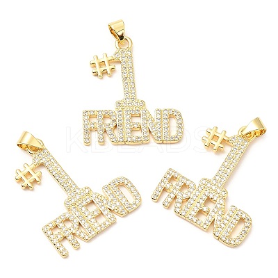 Rack Plating Brass Micro Pave Cubic Zirconia Pendants KK-A185-15G-1