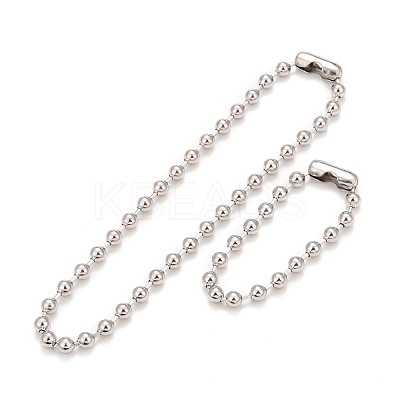 Tarnish Resistant 304 Stainless Steel Ball Chain Necklace & Bracelet Set STAS-D181-02P-01A-1