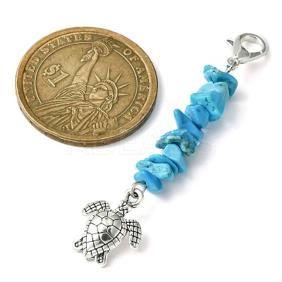 Synthetic Turquoise Chip Pendant Decorations HJEW-JM01321-1