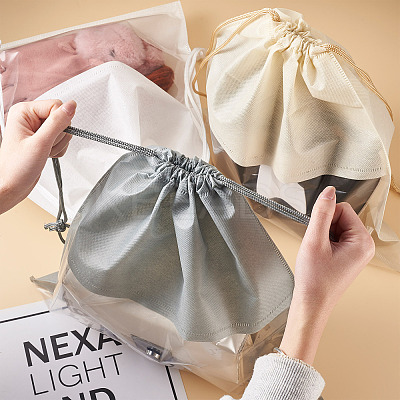8Pcs 4 Colors Blank Non-Woven DIY Craft Drawstring Storage Bags ABAG-GN0001-10B-1