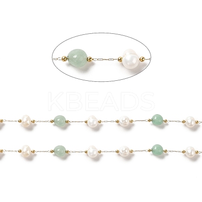 Natural Pearl & Green Aventurine Beaded Chains CHS-B002-01G-09-1