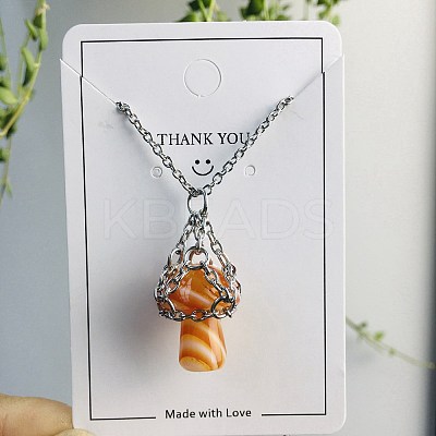 Natural Red Agate Mushroom Pendant Necklace MUSH-PW0001-004P-04-1