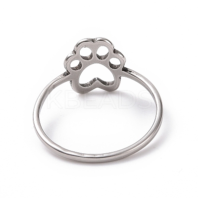 Non-Tarnish 201 Stainless Steel Paw Print Finger Ring RJEW-J051-25P-1