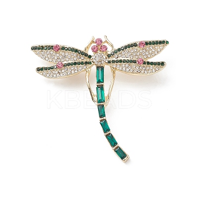Rhinestone Dragonfly Brooch Pin JEWB-M026-02G-1