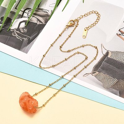 Rough Raw Natural Mixed Stone Pendant Necklaces NJEW-JN03641-1