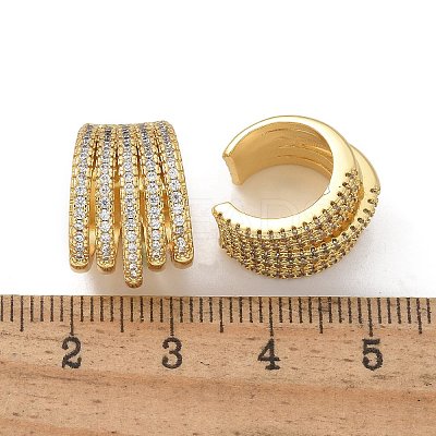 Clear Cubic Zirconia Multi Line Thick Cuff Earrings EJEW-R150-04G-1