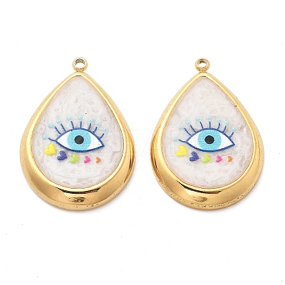 IP Plating(IP) 304 Stainless Steel Enamel Pendants STAS-A103-01G-05-1