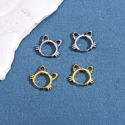 Women Cat Brass Leverback Earrings JE965A-1