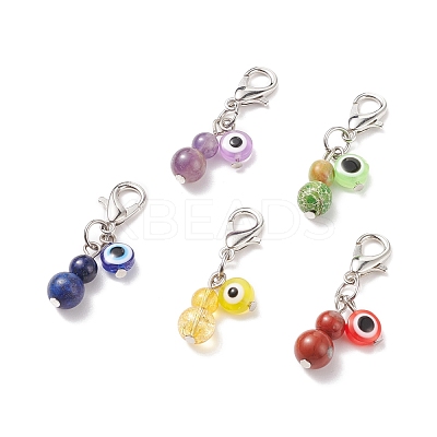 Gemstone Beaded Gourd Feng Shui Pendant Decorations HJEW-JM00698-1
