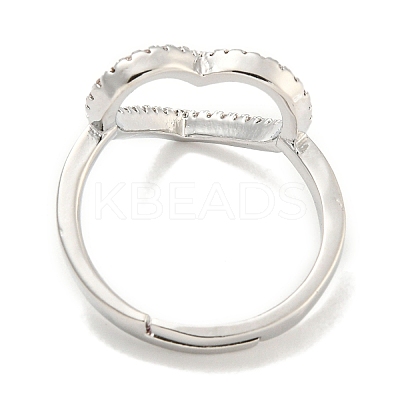Heart Rack Plating Brass Micro Pave Cubic Zirconia Heart Adjustable Rings for Women RJEW-F162-12P-1