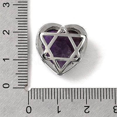 Brass Pave Natural Amethyst Heart Multi-Strand Links G-B149-13P-01-1