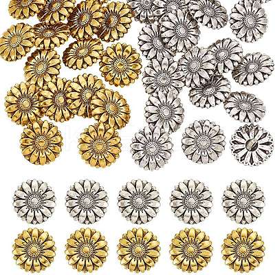 40Pcs 2 Colors 1-Hole Alloy Shank Buttons BUTT-AR0001-13-1
