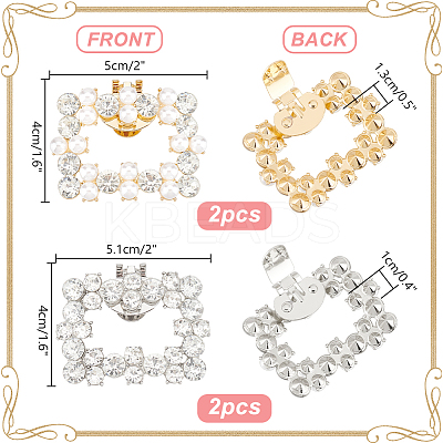 4Pcs 2 Style Plastic Imitation Pearl Shoe Decoration AJEW-PH0011-47-1