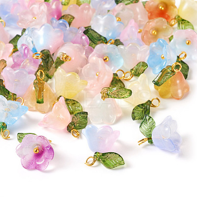 44Pcs 10 Colors Glass & Acrylic Pendant PALLOY-TA00129-1