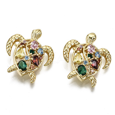 Hollow Brass Micro Pave Colorful Cubic Zirconia Pendants ZIRC-S067-085-NF-1