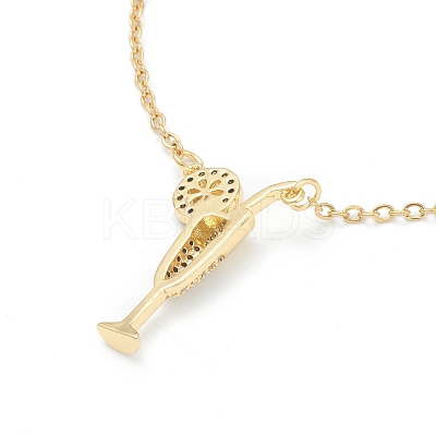 Brass Micro Pave Clear Cubic Zirconia Pendant Necklaces NJEW-F281-03-1