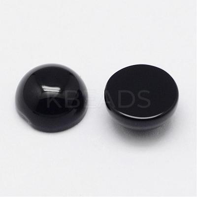 Natural Dyed & Heated Black Agate Cabochons G-F313-01-8mm-1