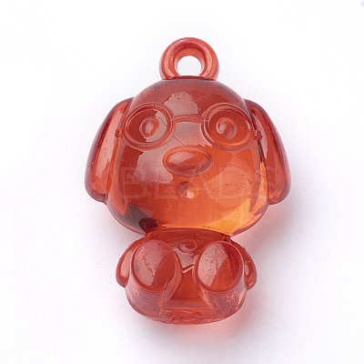 Transparent Acrylic Puppy Pendants TACR-T002-10-1