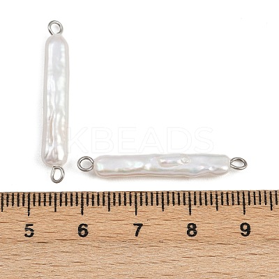 Natural Freshwater Pearl Keshi Pearl Stick Connector Charms STAS-D378-11P-1