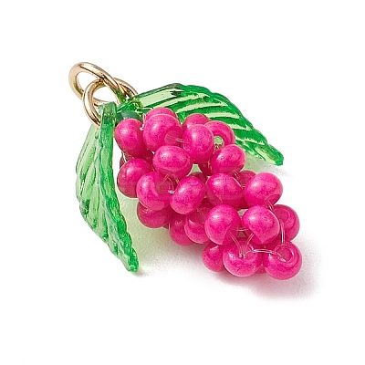 Glass Seed Beaded Grape Pendants PALLOY-MZ00467-01-1