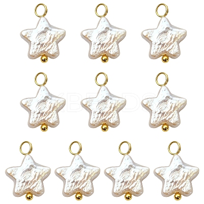 10Pcs Natural Nucleated Baroque Keshi Pearl Pendants PALLOY-YW00106-1