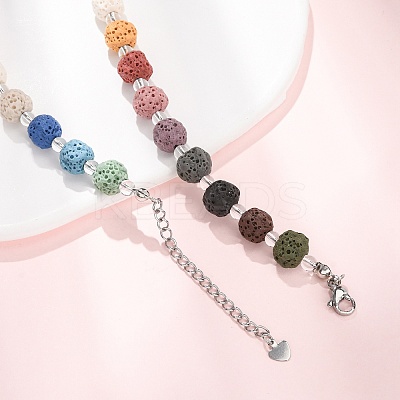 Chakra Natural Lava Rock Round Beaded Necklaces GG-CBA922D-05A-1
