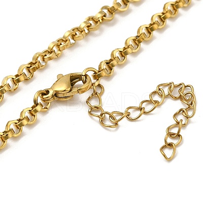 Ion Plating(IP) 304 Stainless Steel Rolo Chain Necklaces NJEW-C060-02G-1