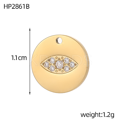 304 Stainless Steel Micro Pave Cubic Zirconia Pendants STAS-OY008-69G-1