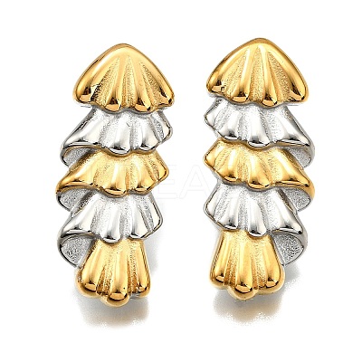 304 Stainless Steel Two-tone Stud Earrings for Women EJEW-R023-01GP-03-1