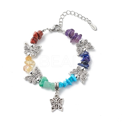 7Pcs 7 Style Alloy Butterfly Charm Bracelets Set BJEW-JB08875-1