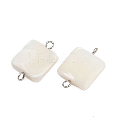 Natural Shell Square Connector Charms STAS-D378-27P-1