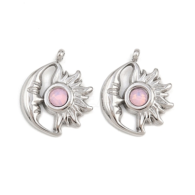 304 Stainless Steel Rhinestone Pendants STAS-Z166-24P-10-1