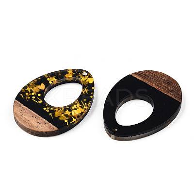 Opaque Resin & Walnut Wood Pendants RESI-N039-38-1