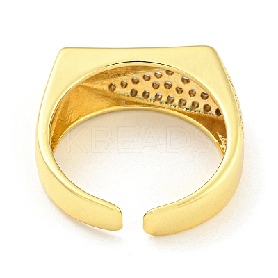 Rack Plating Brass with Clear Cubic Zirconia Open Cuff Rings RJEW-Q784-18G-1