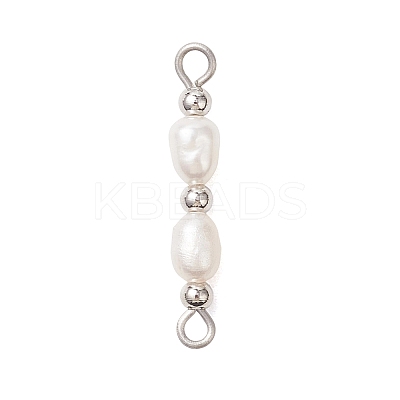 3Pcs 3 Styles Natural Cultured Freshwater Pearl Rice Beaded Links Connector Charms PALLOY-JF04914-01-1