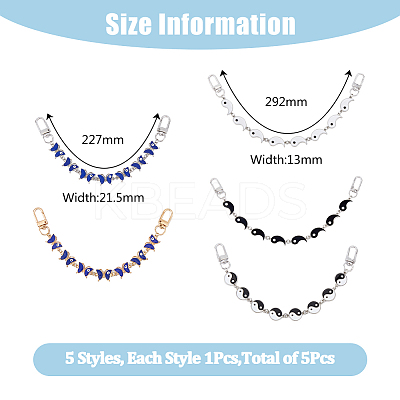 2 Sets 2 Style Alloy Enamel Butterfly with Evil Eye & Yin Yang Link Chain Purse Strap Extenders AJEW-FH0003-83-1