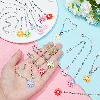 Daisy Flower Opaque Resin Cup Pendant Decorations HJEW-AB00521-1