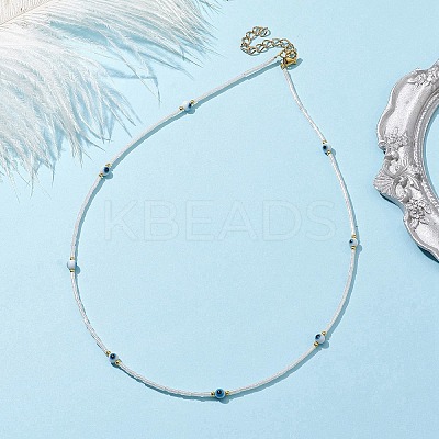 Lampwork Evil Eye & Glass Seed Beads Necklace with Real 18K Gold Plated 304 Stainless Steel Clasps NJEW-JN04597-05-1