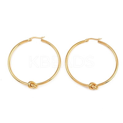 304 Stainless Steel knot Hoop Earrings EJEW-D330-01G-1